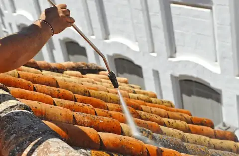 Démoussage de toiture aux Gonds
